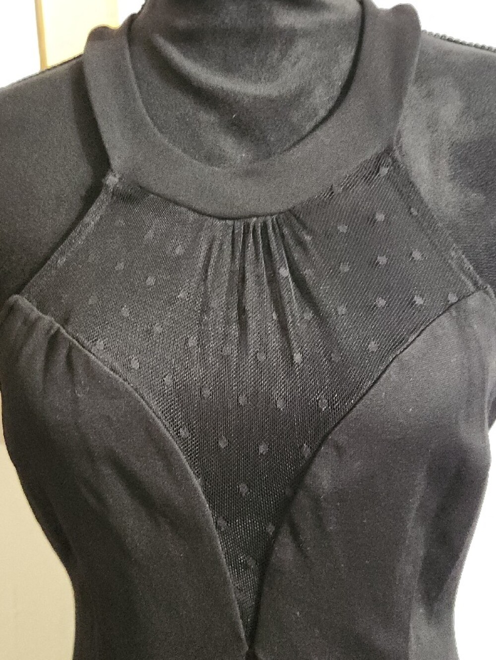 Shinestar Black High-Neck Sleeveless Maxi Dress with V-neck Netting